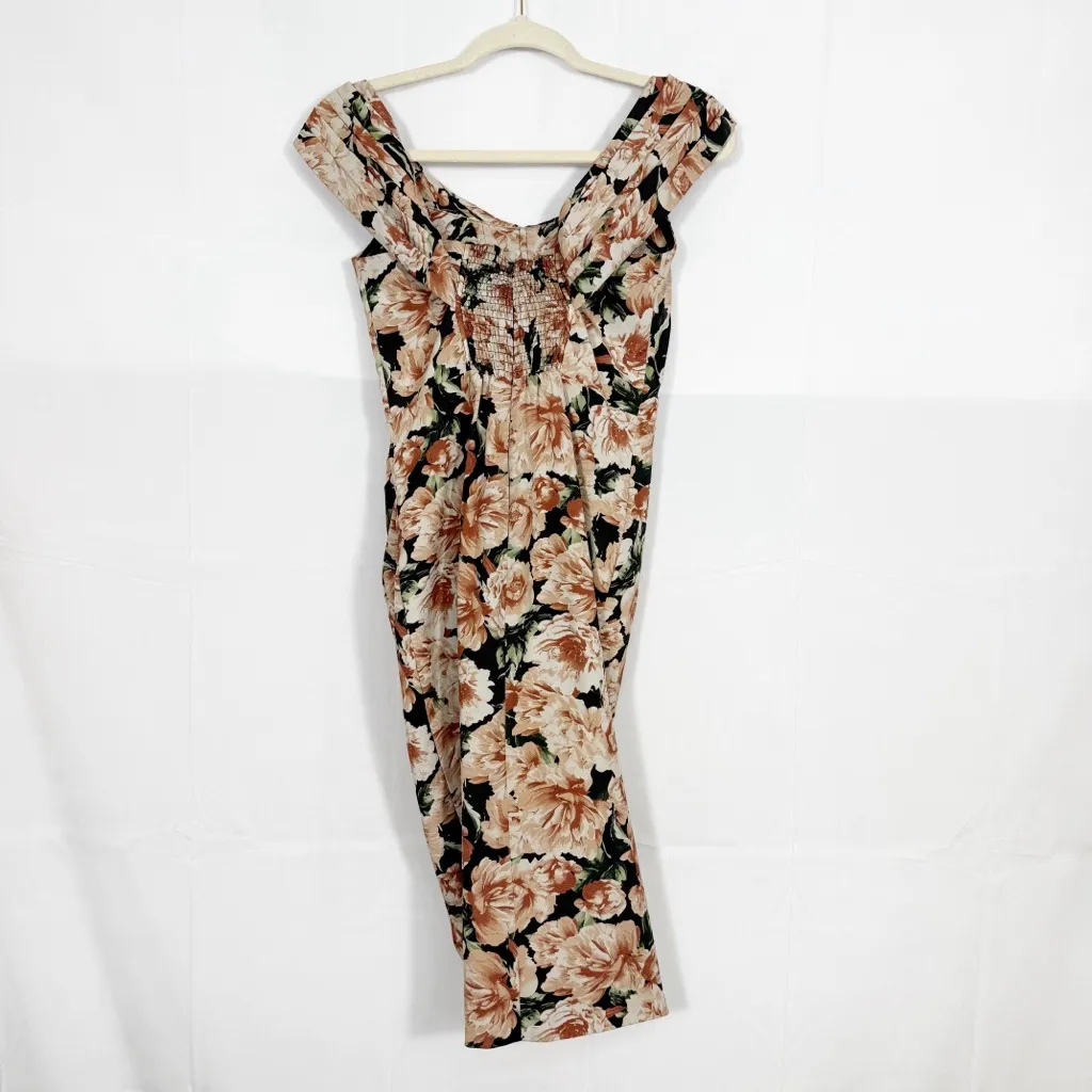 Lavish Alice Floral Rose Print Off The Shoulder Corset Midi Dress - Image 5