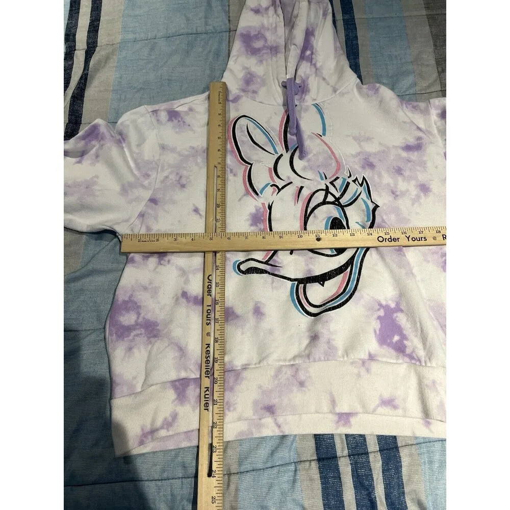 Disney World women's L Daisy Duck tie-dye lavender purple hoodie - Image 3
