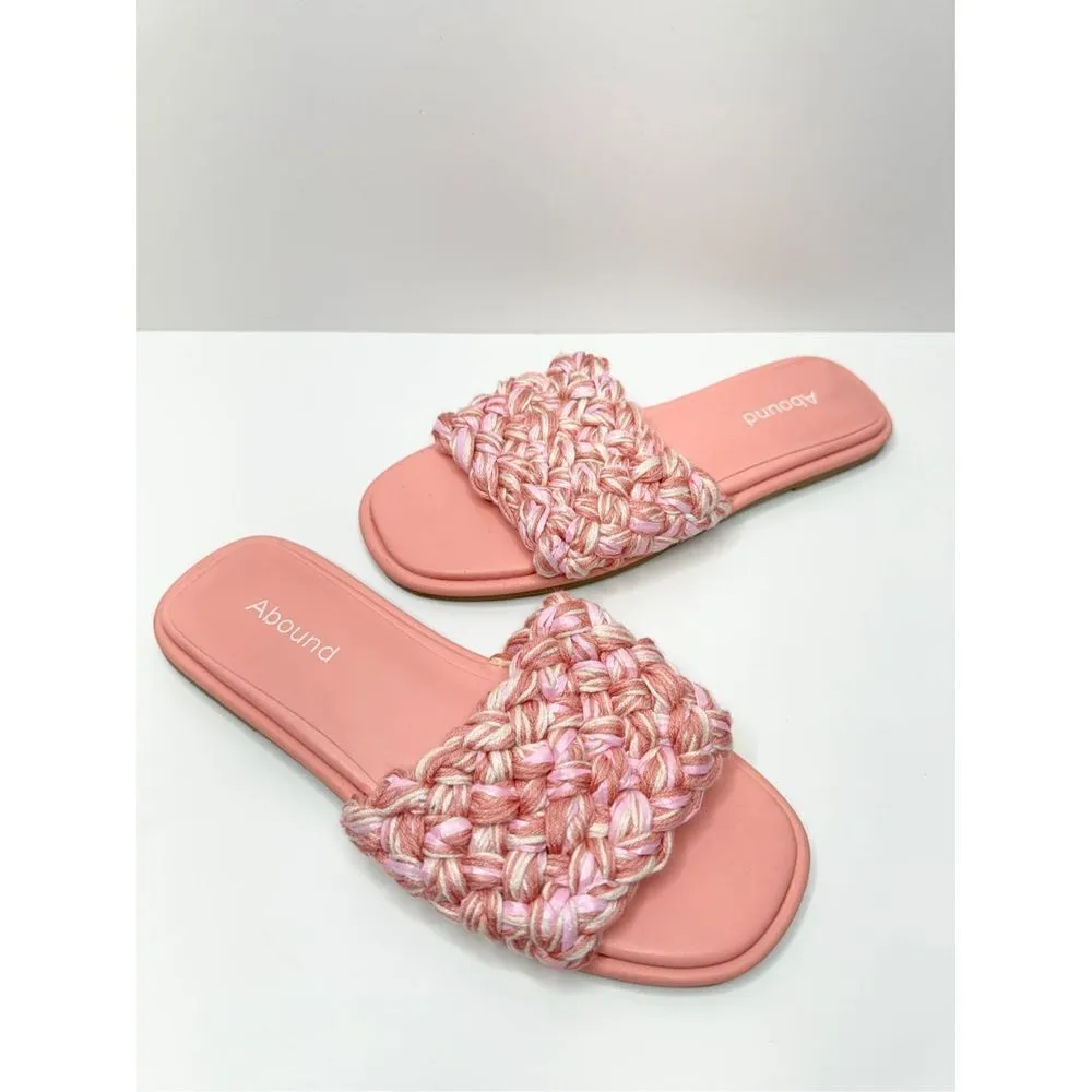 Abound Slide Sandals Womens Size 5.5 Pink Woven Slip‎ On Open Toe Summer Flats - Image 5
