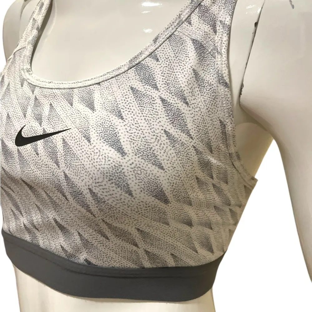 Nike Dri-Fit Shaping, Pro Combat Pinnacle Flannel Sports Bra Woman Grey White - Image 7