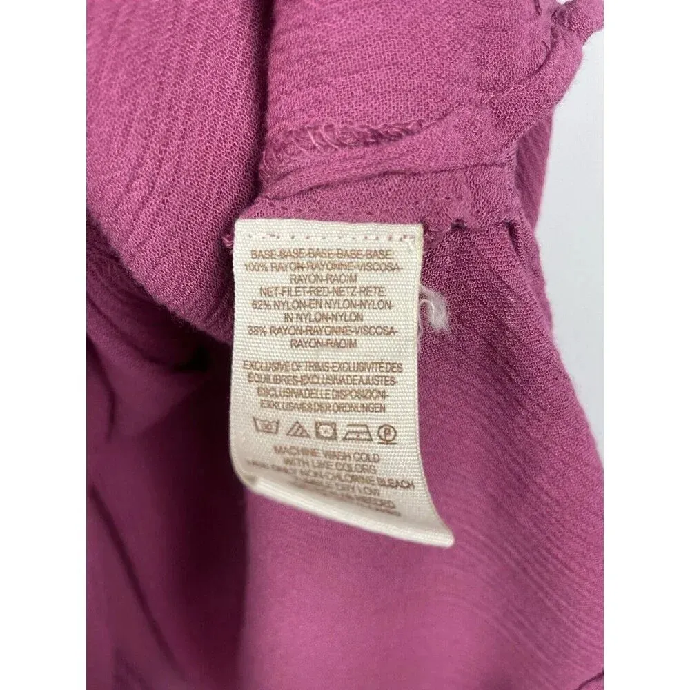 Free People Purple Pink Cold Shoulder Floral Lace‎ Sleeve Gauze Mini Dress - Image 10