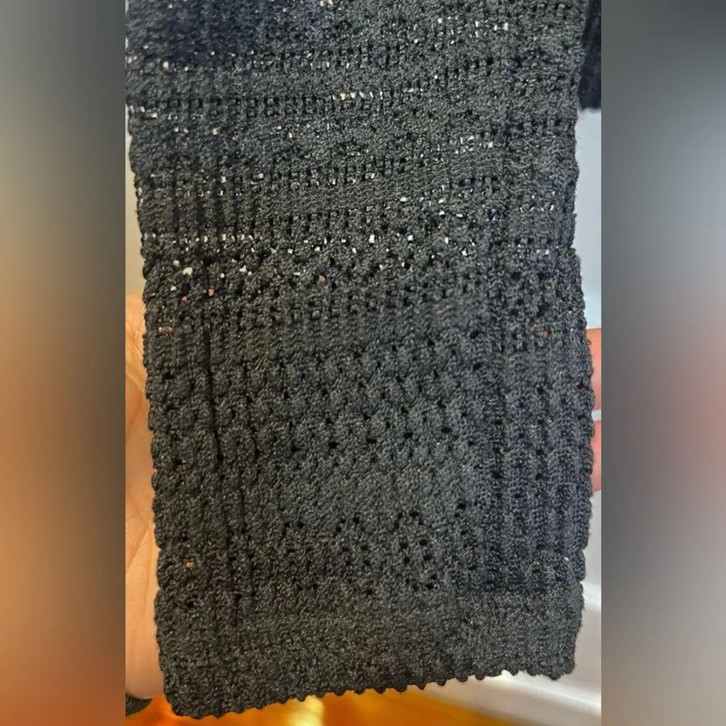 Zara Cut Work Top With Ruffled Neck Black Size M - Image 5