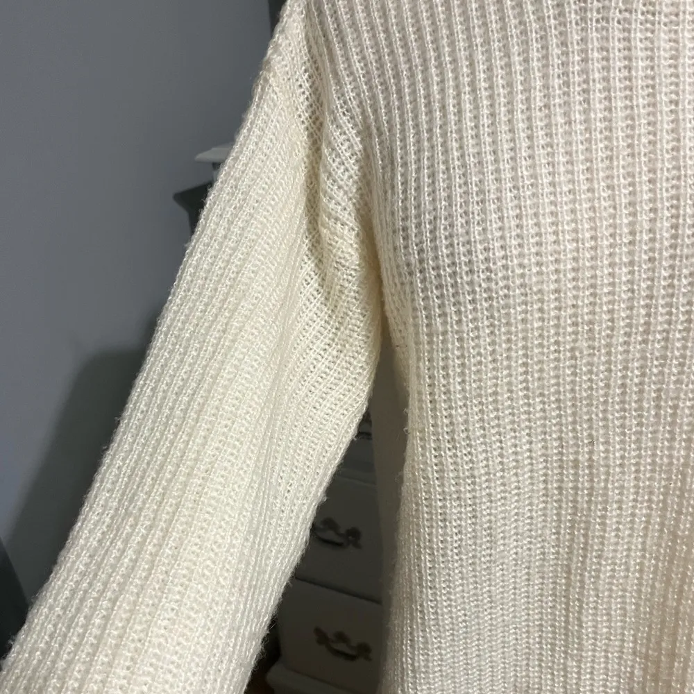 Sweater Oversized Acrylic Cream Crewneck Womens Small Roomy True Craft - Image 10