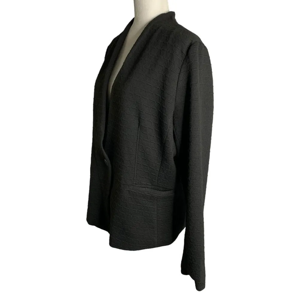 Fenn Wright Manson Textured Blazer Jacket XL Black Lined Pockets Button NEW - Image 3