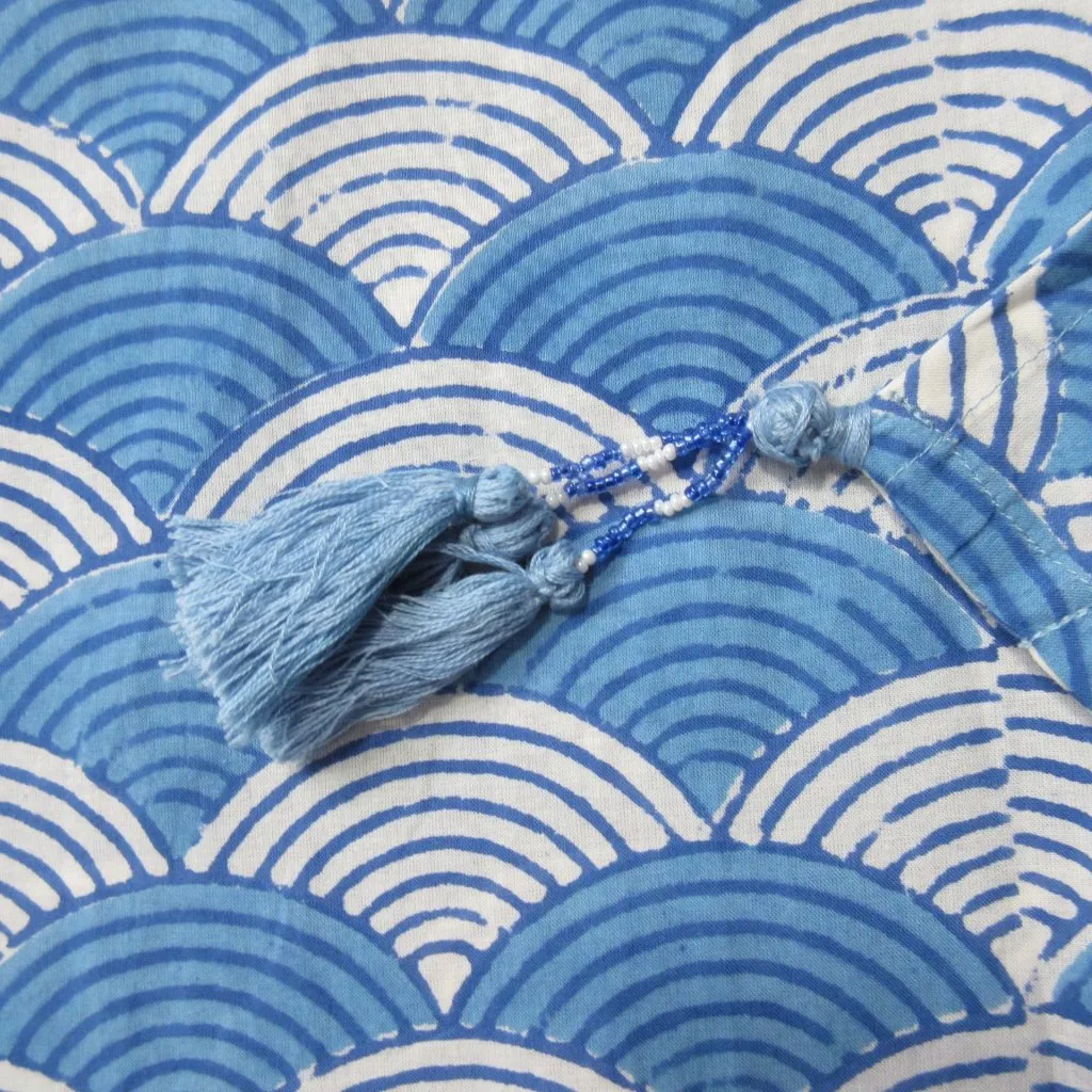 NWT Pax Philomena Short Kaftan in Blue White Fan Arch Print Dress O/S One Size Size undefined - Image 7