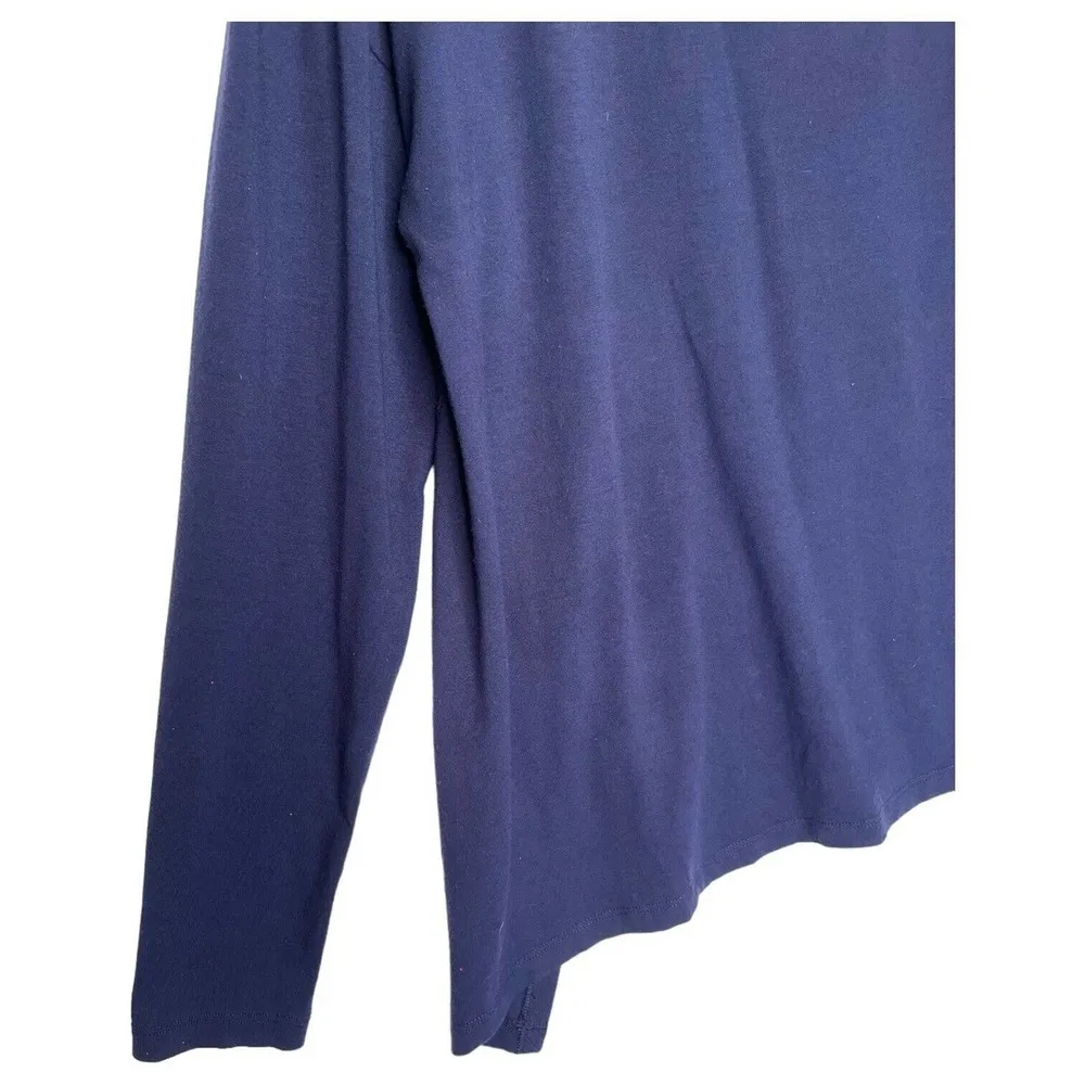 Eileen Fisher Top Womens S Long Sleeve Split Sides Round Neck Floaty Fit Blue - Image 10
