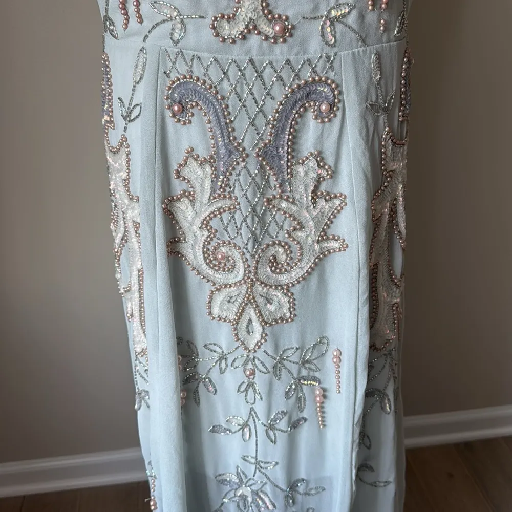 asos Design Beaded ice grey Maxi Dress - Image 4