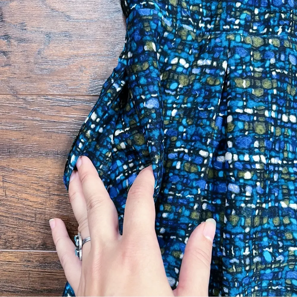 Alice & Trixie • silk tweed print mini dress black ponte pleated fit & flare - Image 7