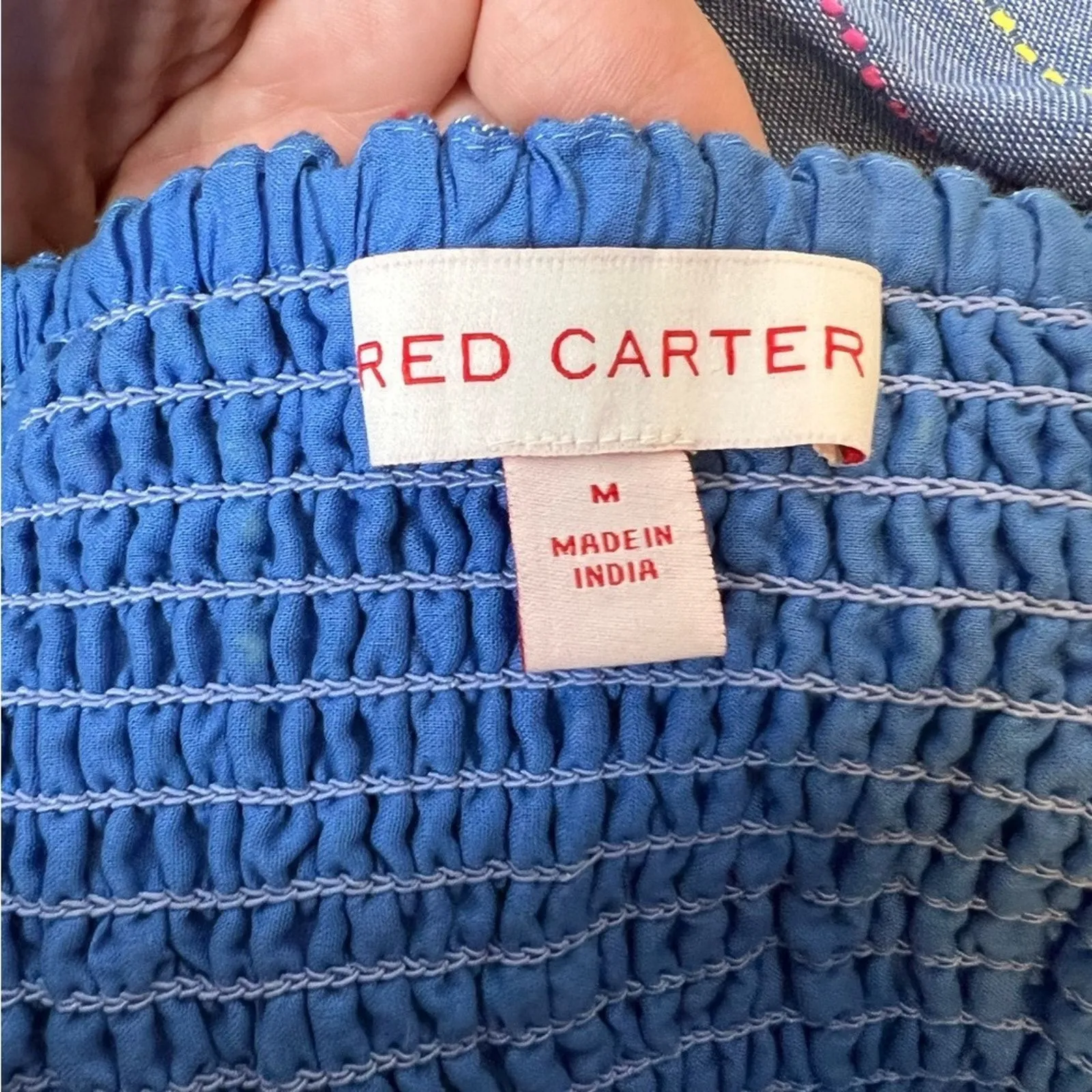 Red Carter Taylor smocked tiered ruffle sleeve off the shoulder dress sz M - Image 6