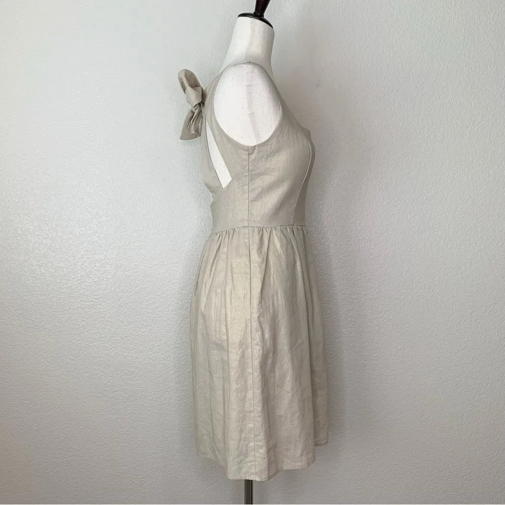Judith March Linen Blend Square neck Bow Back Metallic Dress - Image 6