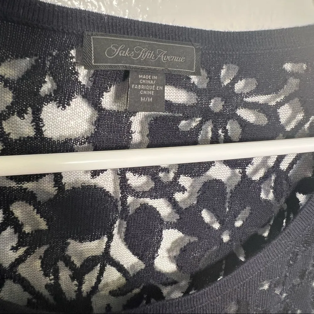 Saks Fifth Avenue Cold Shoulder Sweater Navy Blue - Image 11