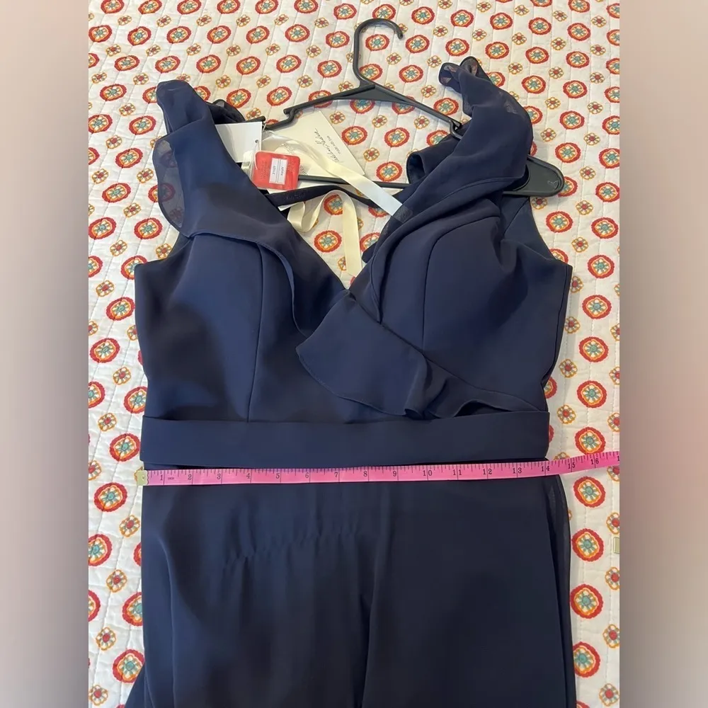 Morilee Madeline Gardner Bridesmaid Navy Blue Chiffon Maxi Dress Size 8 - Image 10