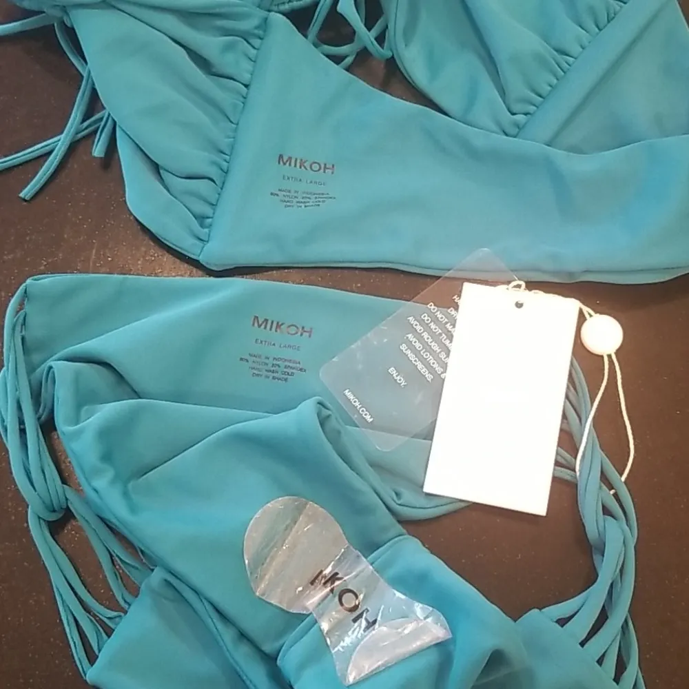 💕MIKOH💕 Macrame Bikini Set ~ Teal Blue XL NWT - Image 8