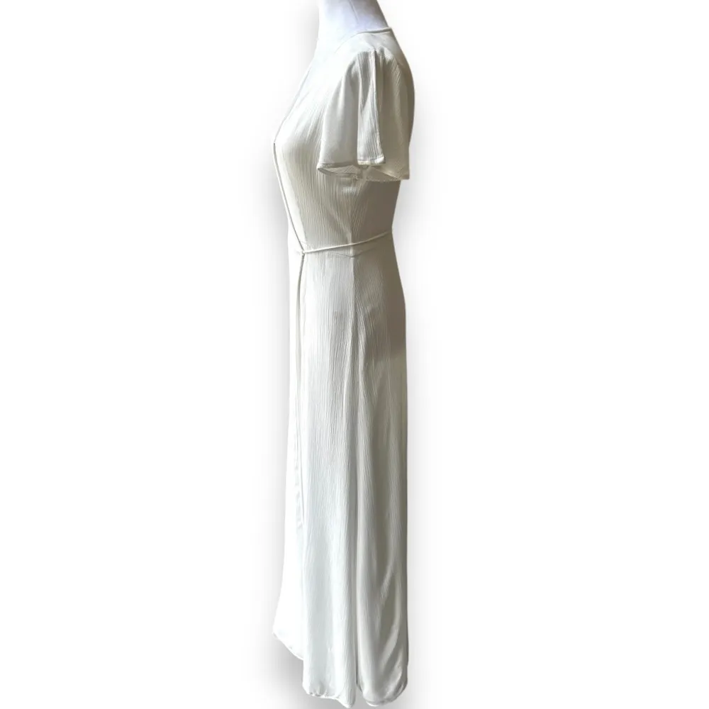 Lulus Heart of Marigold dress maxi party size S wrap white boho beach rehearsal - Image 9
