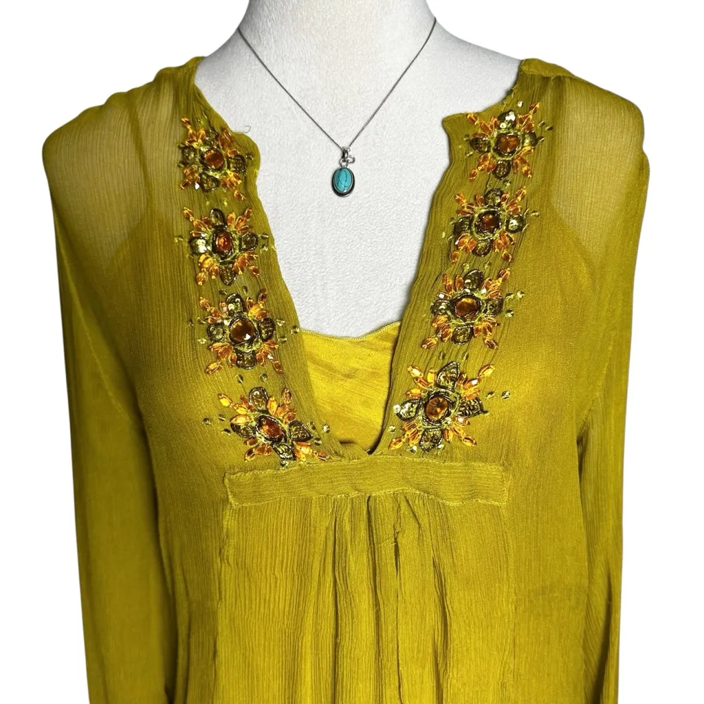 Hale Bob Silk Embellished Beaded Blouse Cami Tank Set M | Y2K Bohemian Luxe - Image 4