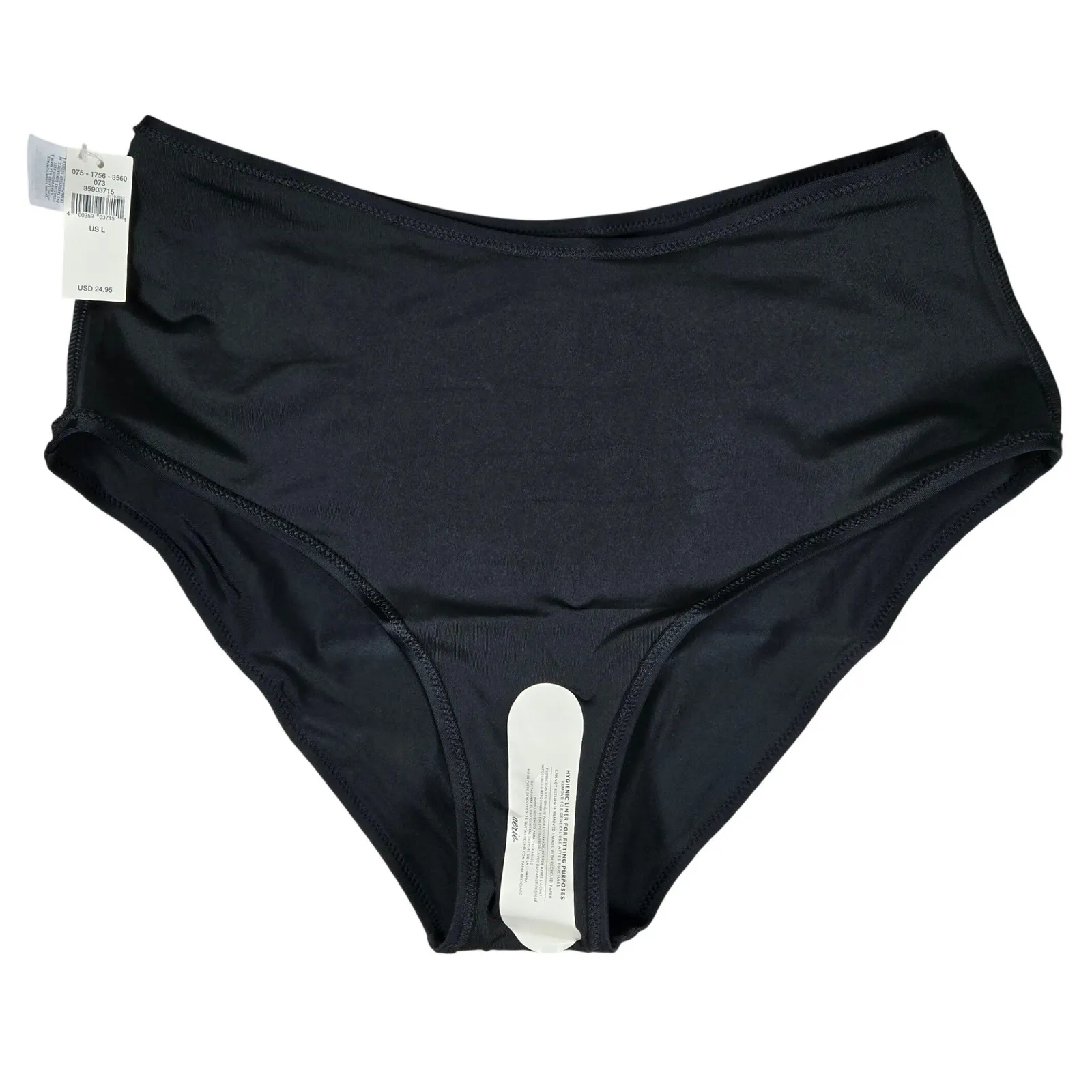 Aerie High Waisted Bikini Bottoms Black Swimwear Size L NWT - Image 3