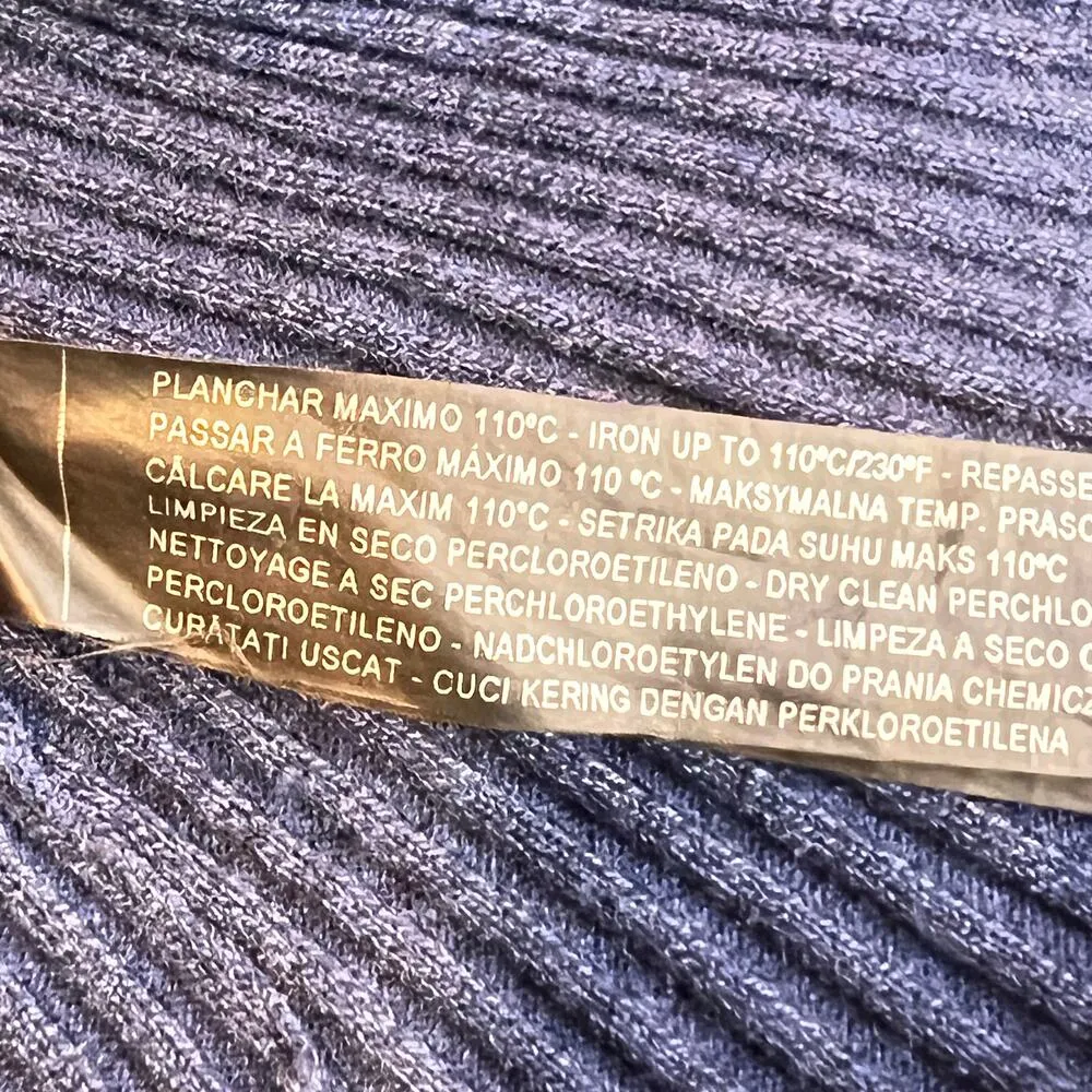 Zara Stretch Knit Dress Blue Size S Short Sleeve Ribbed Knee Length Casual - Image 7