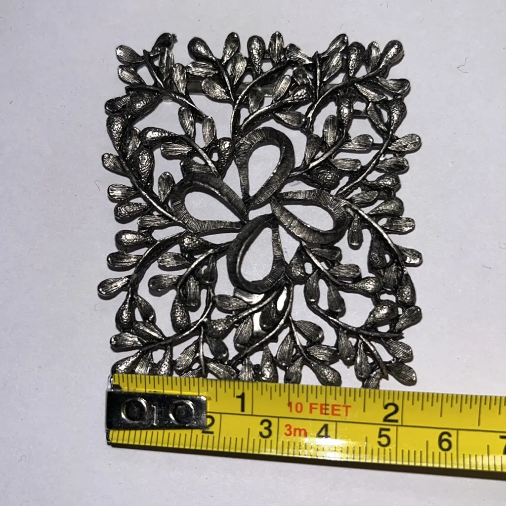 Vintage unsigned tree earthy buckle silver metal unsigned - Image 6