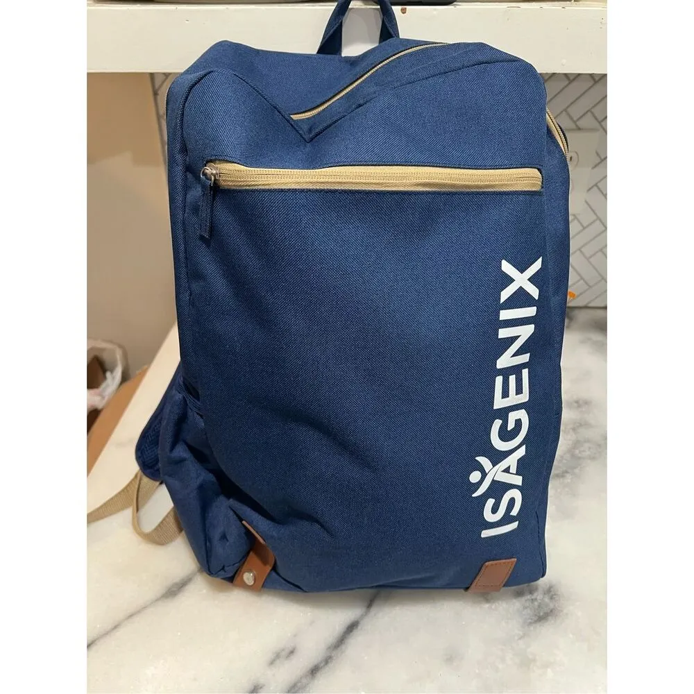 Isagenix Navy Blue Canvas Backpack 16x12x6 Unisex Laptop Bag Travel School - Image 6