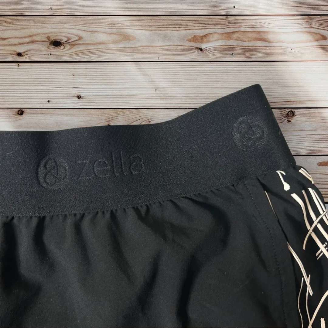 Zella‎ Lined Athletic Shorts Black Running Gym Activewear Drawstring Logo Medium - Image 3