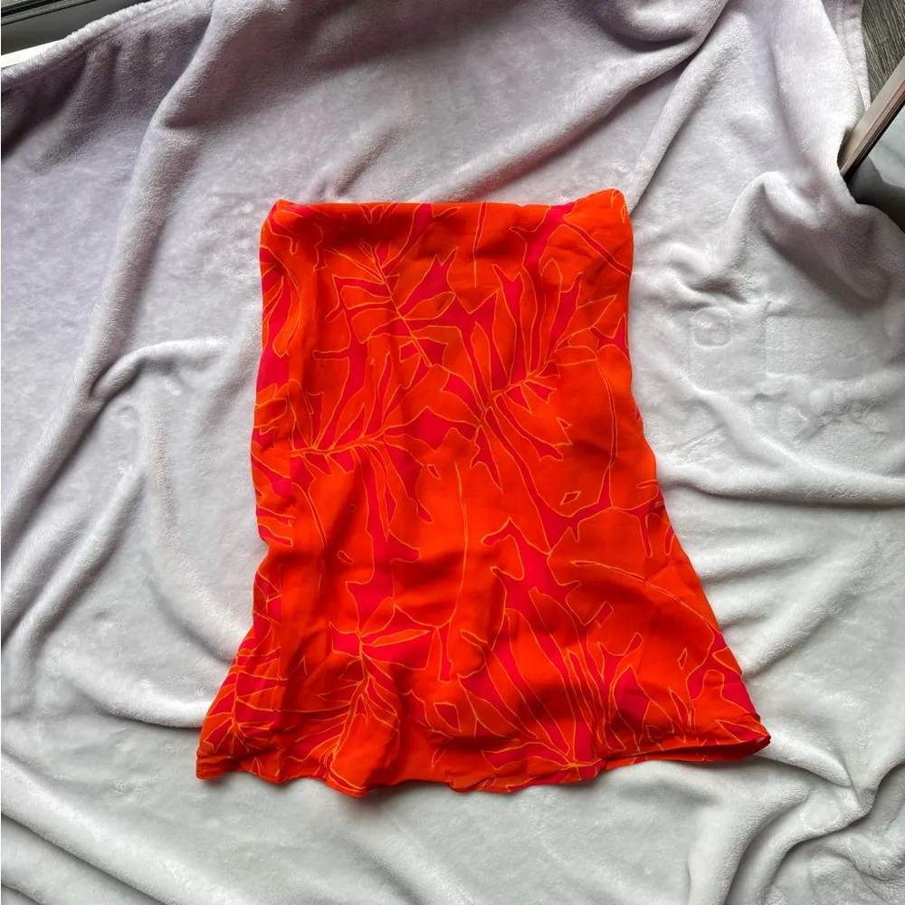 vintage ralph lauren orange & pink floral midi skirt - Image 2