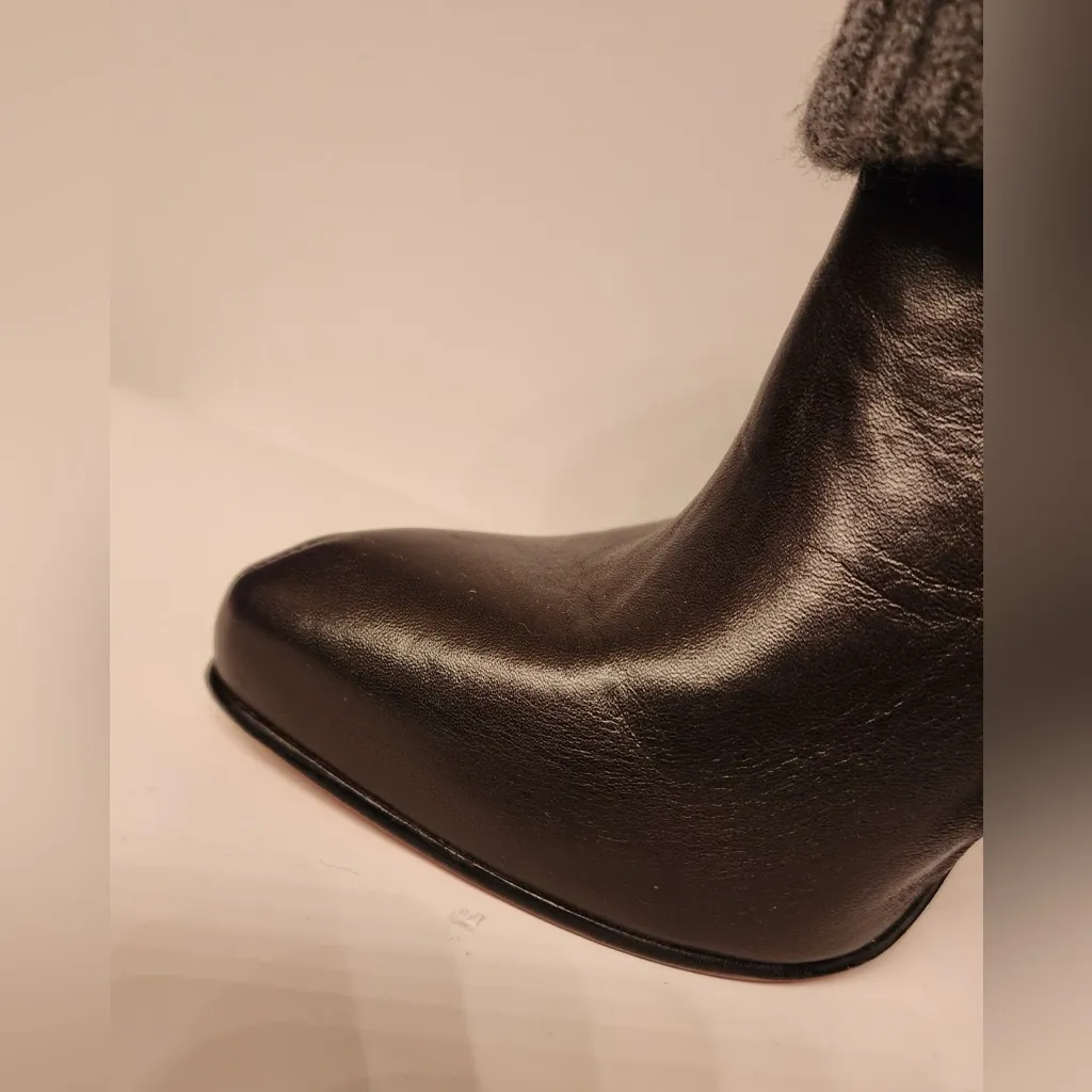 Rachel Comey Leather Knit Cuffed Women’s Brown & Grey Ankle Boots Size 5 - Image 6