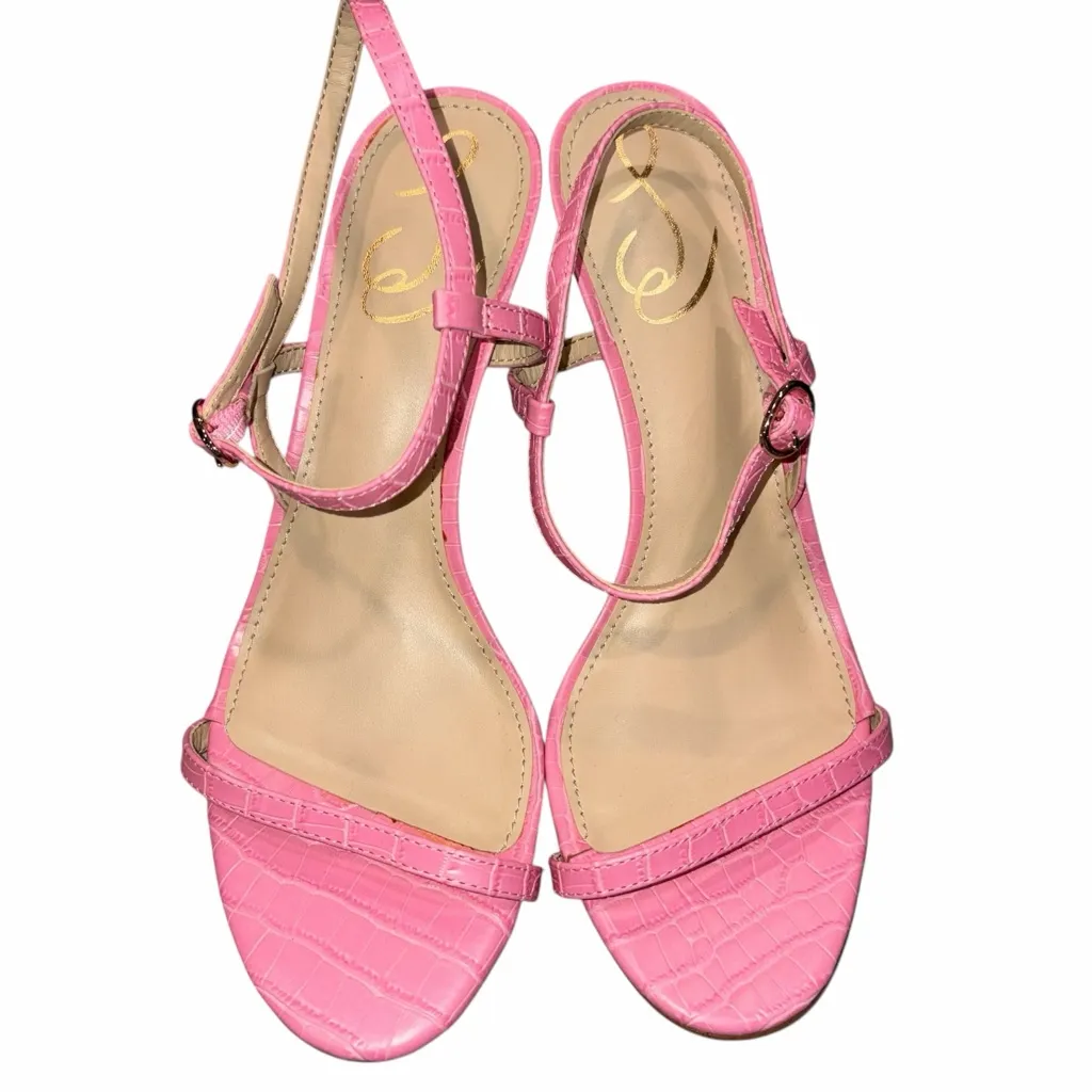 NEW Sam Edelman Pink Doran Croc Print Heels Sandals Shoes size 8 - Image 4