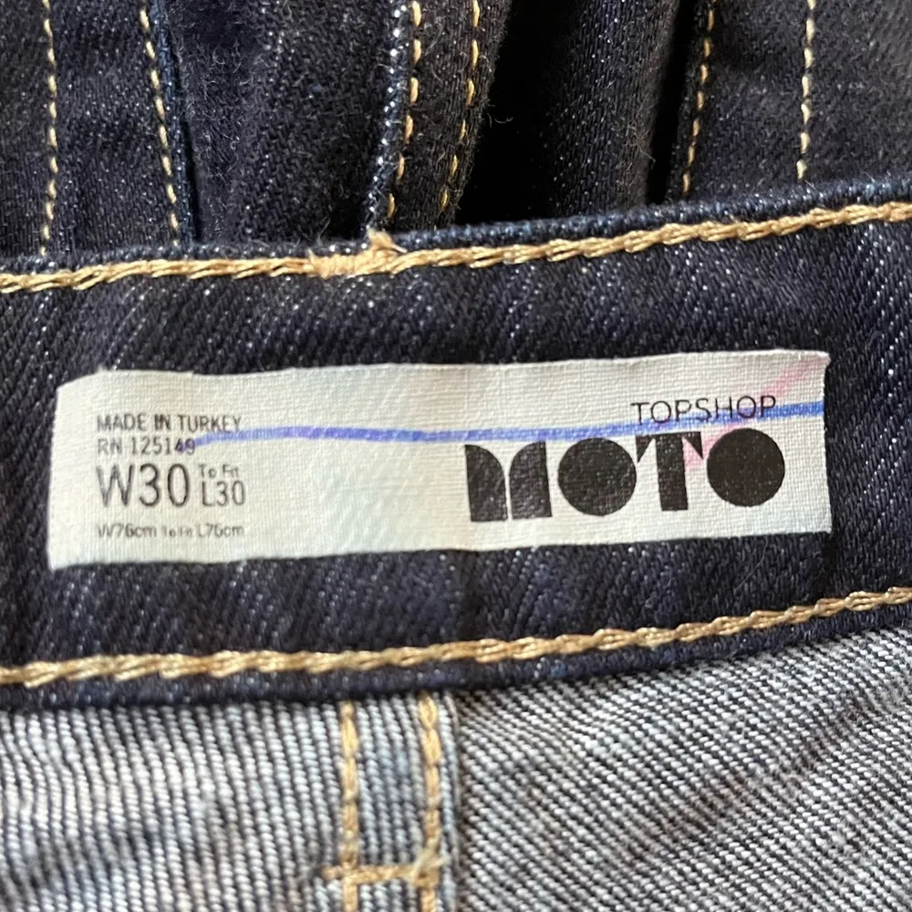 Topshop Moto High Rise Wide Leg Capri Jeans Dark Blue Size 30 - Image 3