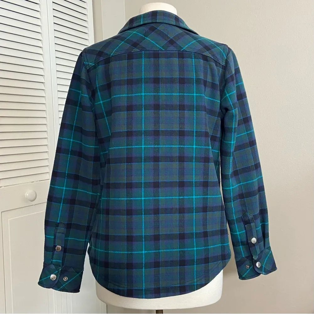 Eddie Bauer Plaid Flannel Fleece Lined Snap Jacket S Small Shacket - Image 3