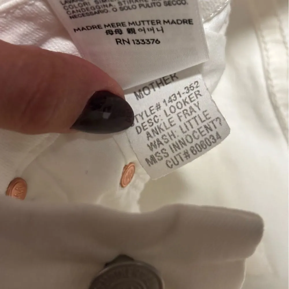 Mother Jeans Looker Ankle Fray Little Miss Innocent White - Image 8