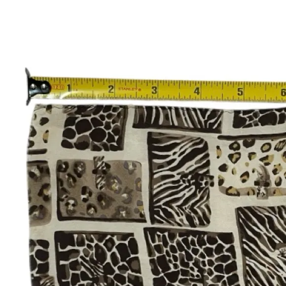 Vintage Casca Silk Scarf Animal Print Squares Oblong 13" X 56" Black - Image 6