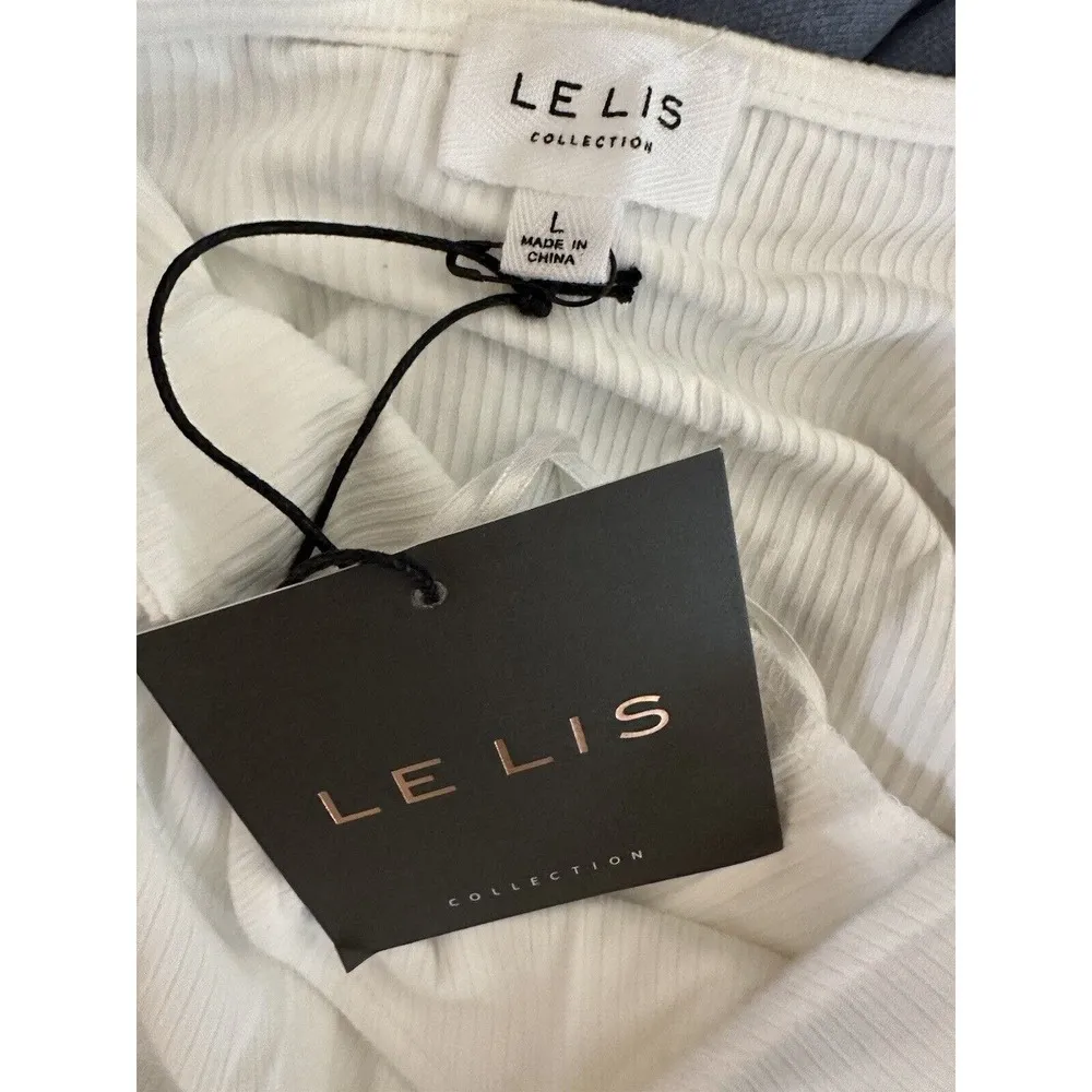 Les Lis Women's Ruffled Ribbed Bodysuit Size Large Creamy White One Piece NWT - Image 7