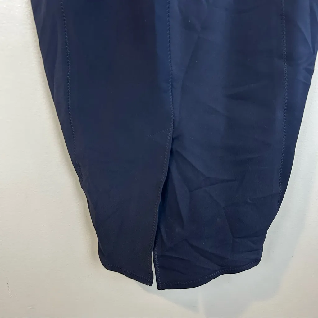 Lanvin 2011Alber Elbaz Navy Blue Split Neck Dolman Sheath Midi Dress Size 8 - Image 12