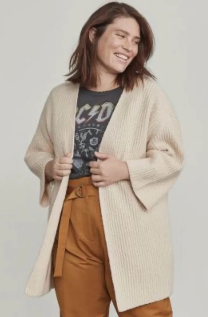 Elizabeth and James Knit Open Front Cream Cardigan Women’s Small - Image 1