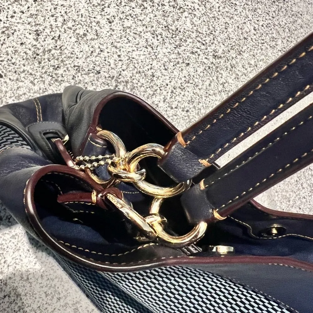 Coach Legacy Lexi Midnight Blue Leather & Jacquard Shoulder Bag - Image 7