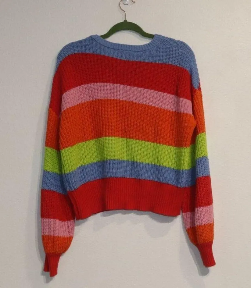 Broadway 38 Striped Oversized Sweater Sz L Red Size L - Image 9
