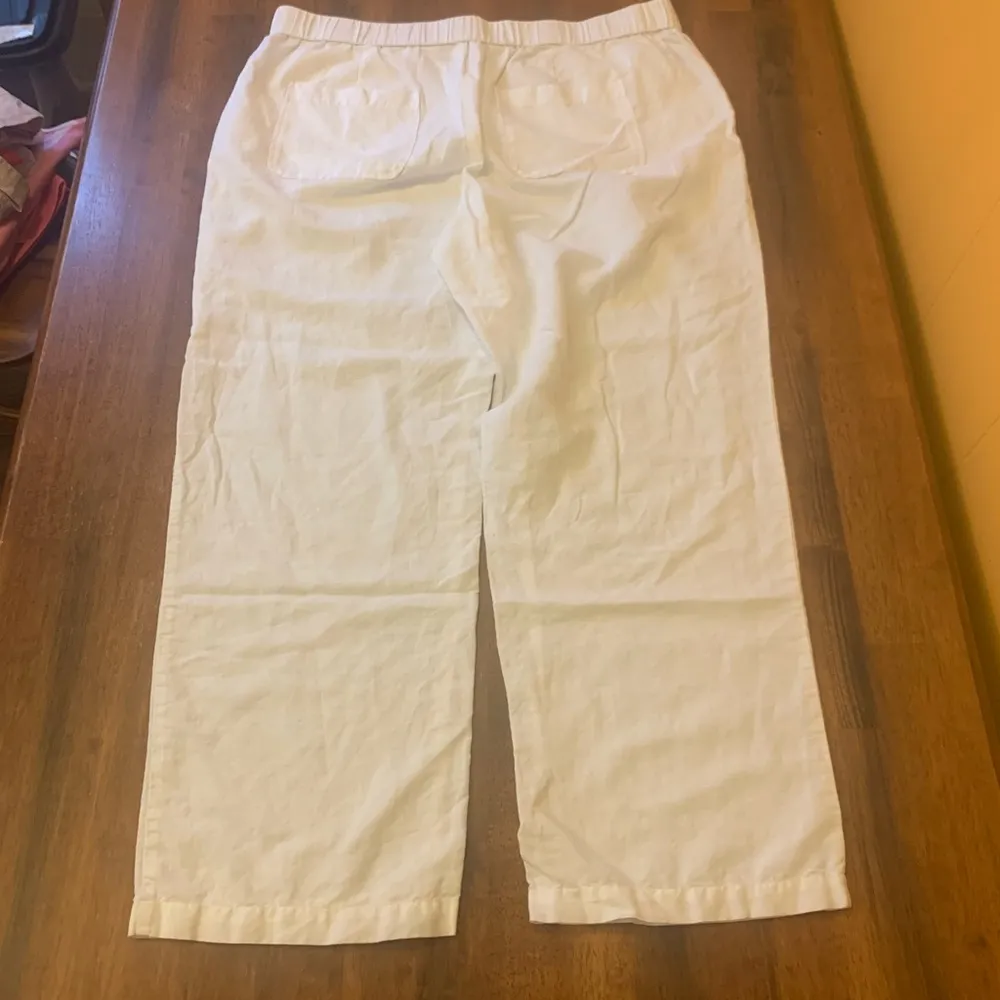 Liz Claiborne Pants XL White Linen cotton blend pockets Beach Coastal Casual - Image 9