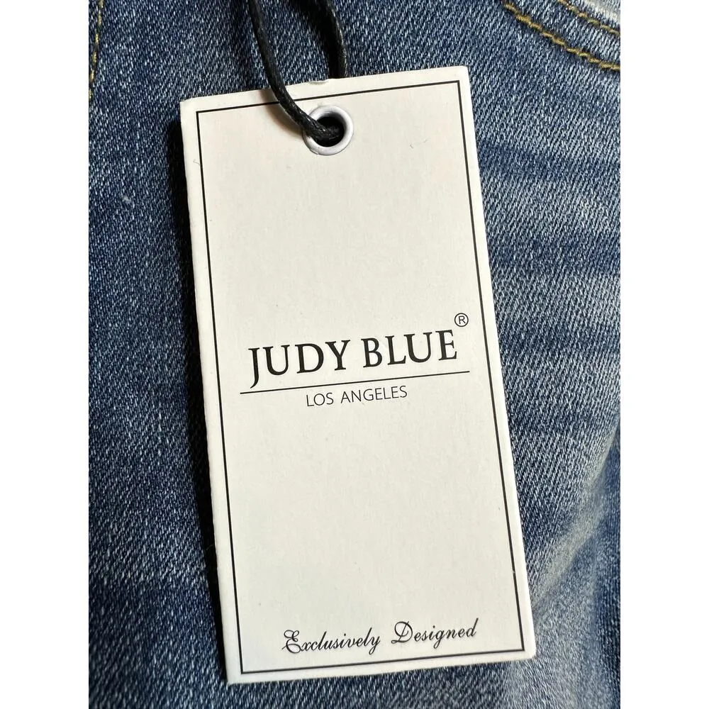 Judy Blue Adelene Mid Rise Girlfriend Cuffed Jeans Dark Blue 29 - Image 14