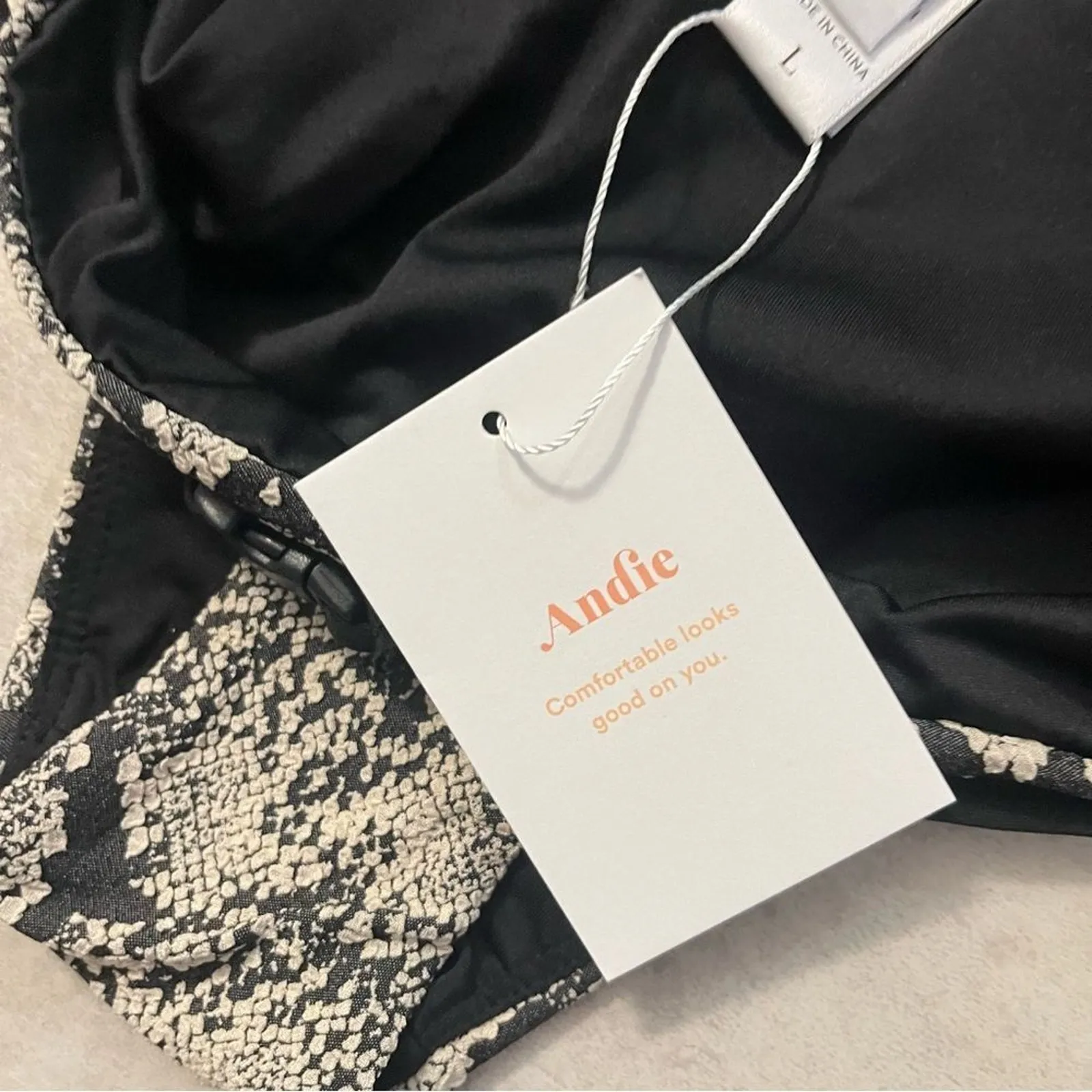 NWT Andie Swim Riviera Snakeskin Bikini Bottom Belted Large Cheeky Textured Boho - Image 6