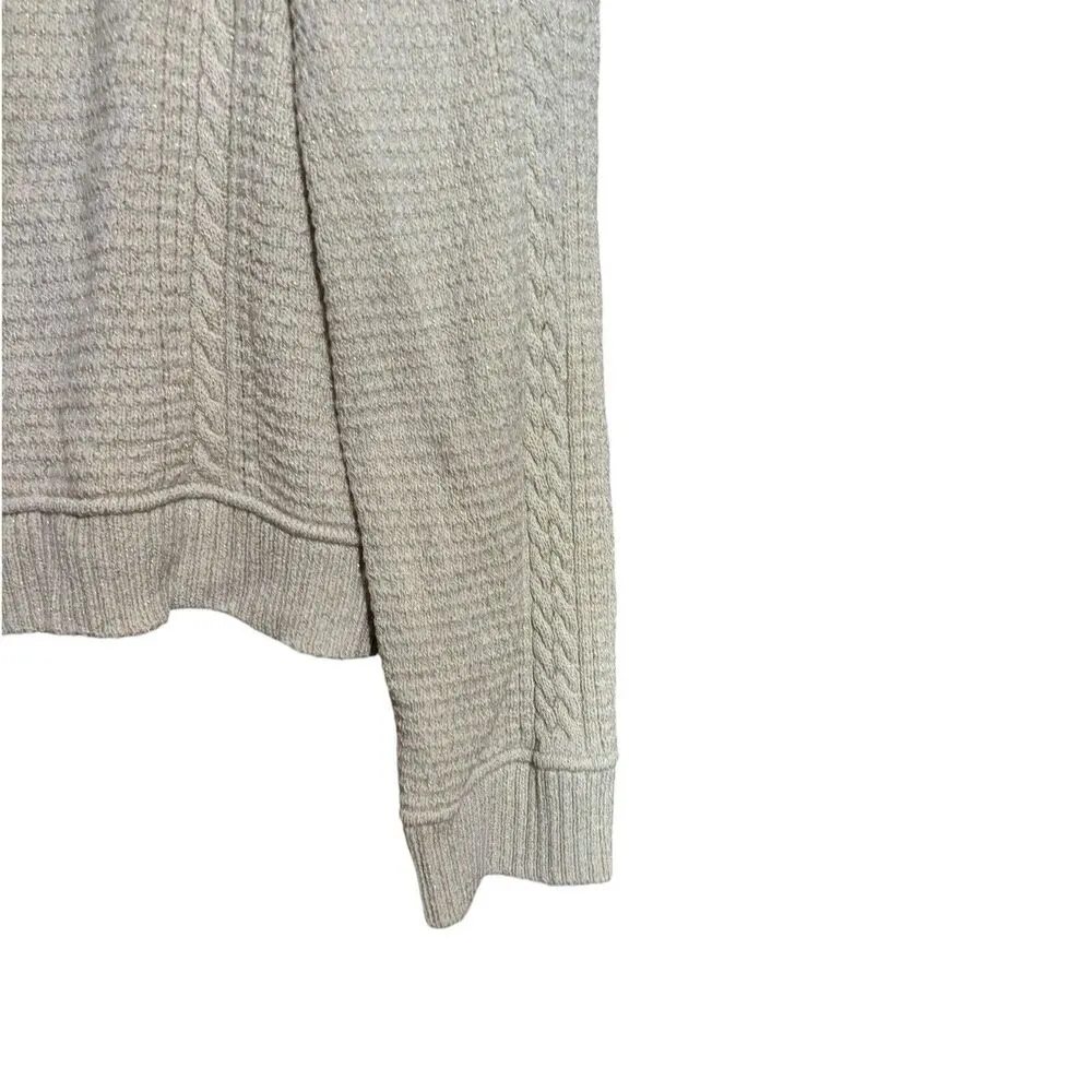 ST JOHN Cardigan Womens Large Beige Wool Blend Chunky Knit Zippered Sweater - Image 5