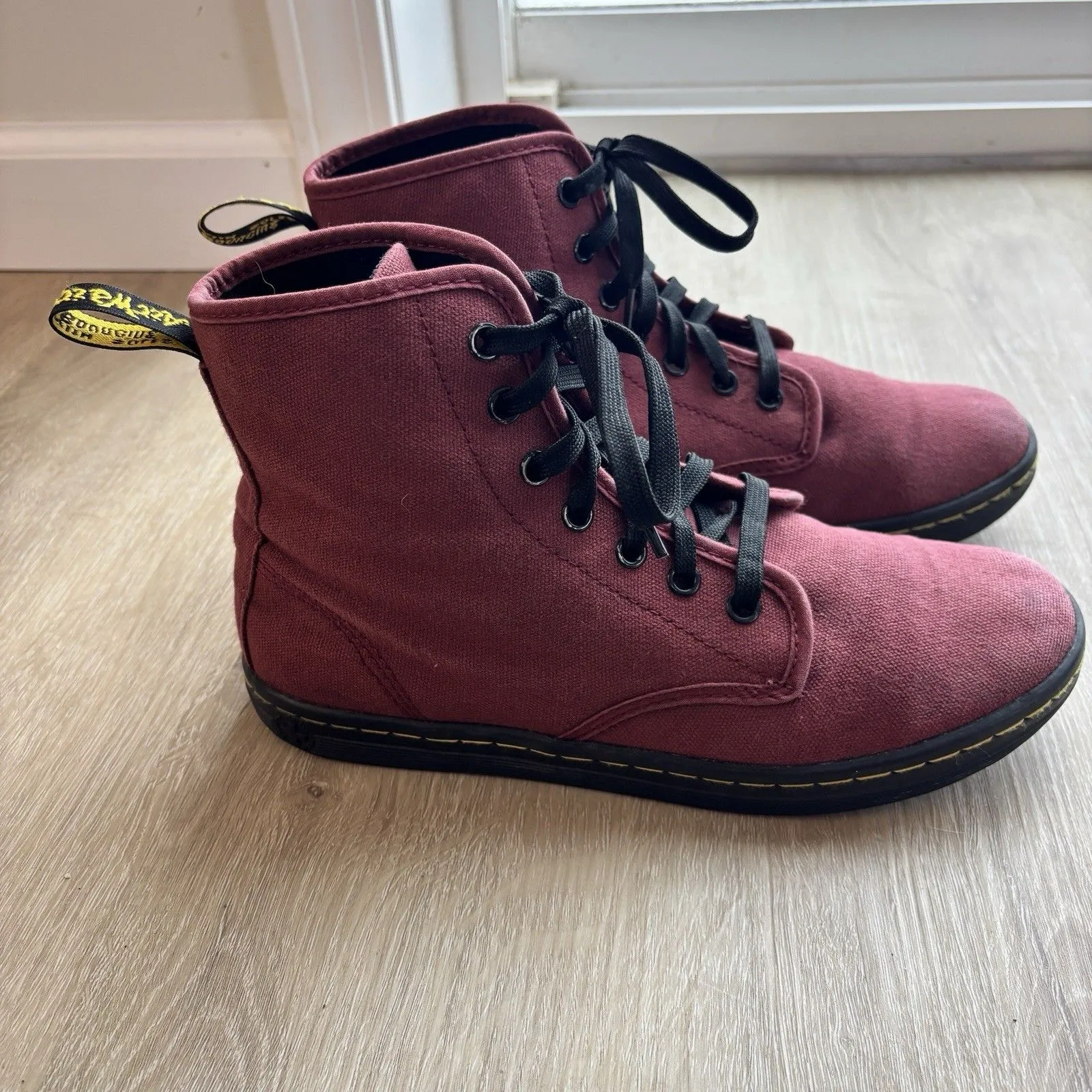 Dr. Martens Canvas Shoreditch Combat Sneakers Maroon US 8 EU 39 UK 6 AirWair EUC - Image 2