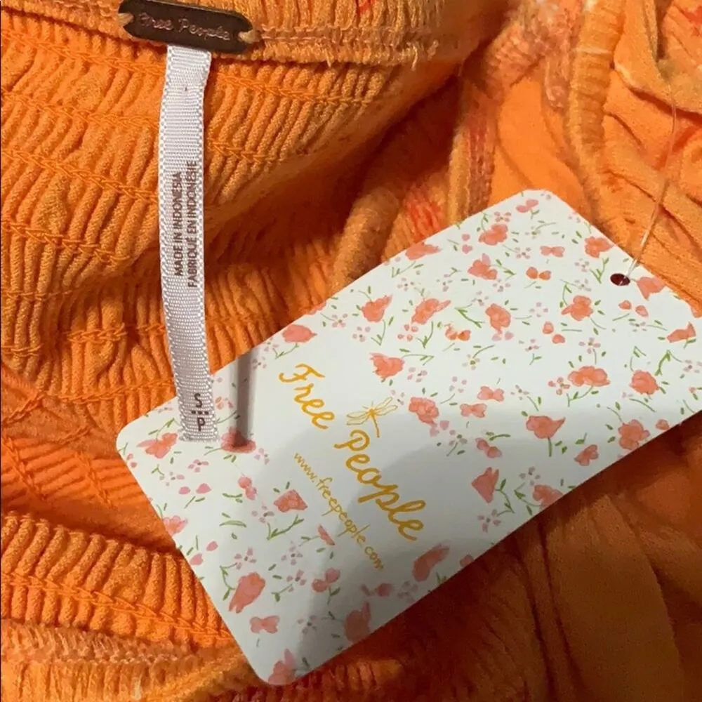 NWT Free people Lana smocked tunic golden poppy sz S Small - Image 5