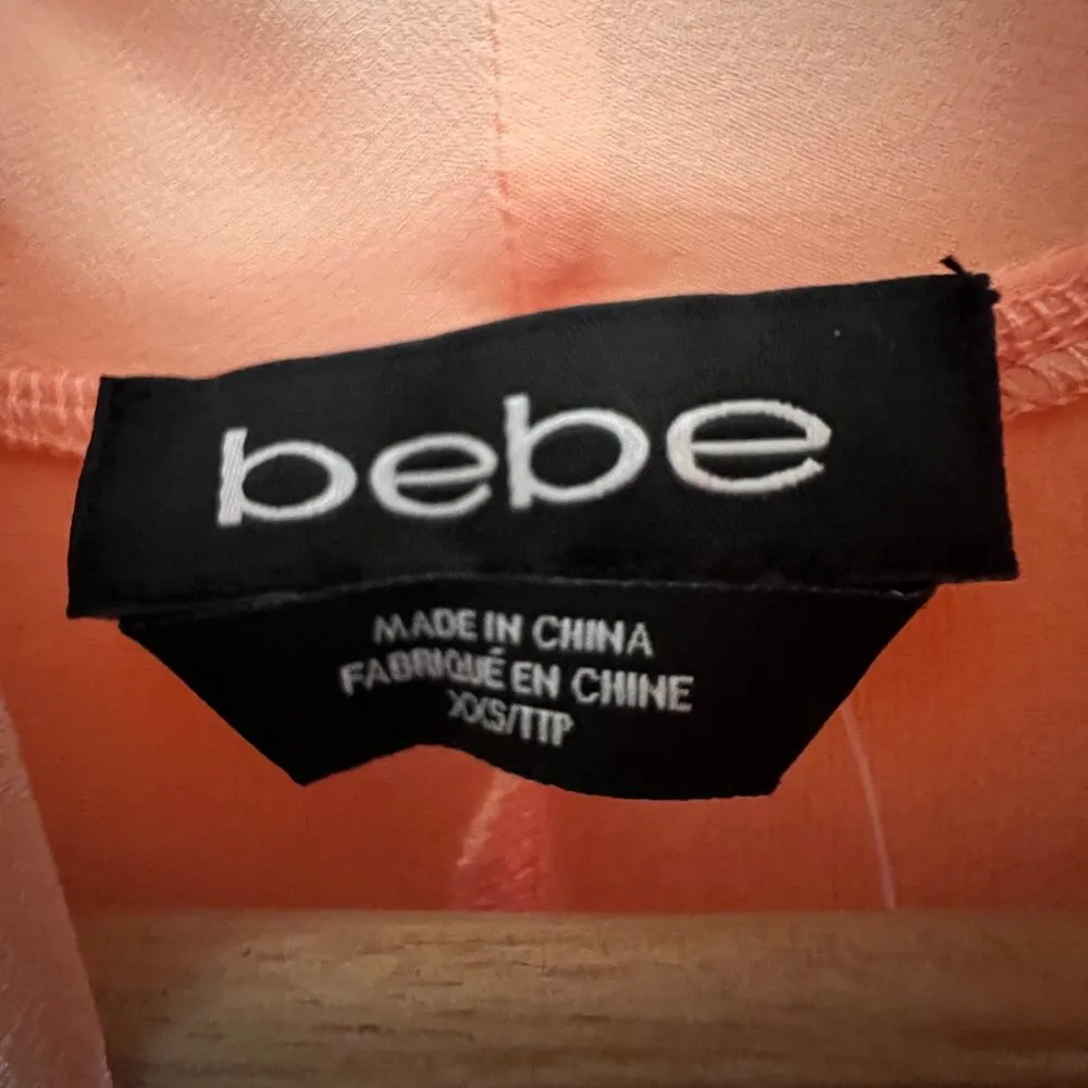 Bebe XXS NWT Pink Mulberry Silk Blend Bodysuit Top Sleeveless Deep V Neck - Image 6