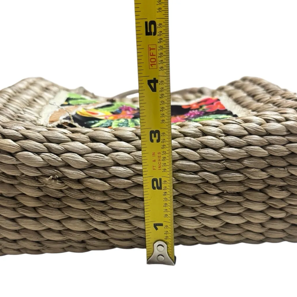 Y2K Xhilaration Tropical Woven Straw Tote Bag Hula Dancers Travel Resort - Image 7