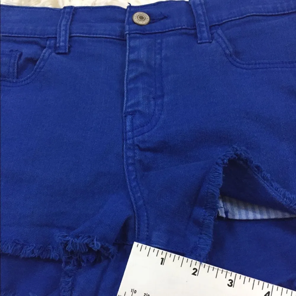Abercrombie Bright Blue Cutoff Jean Shorts High Rise Size 2 / 26 - Image 4