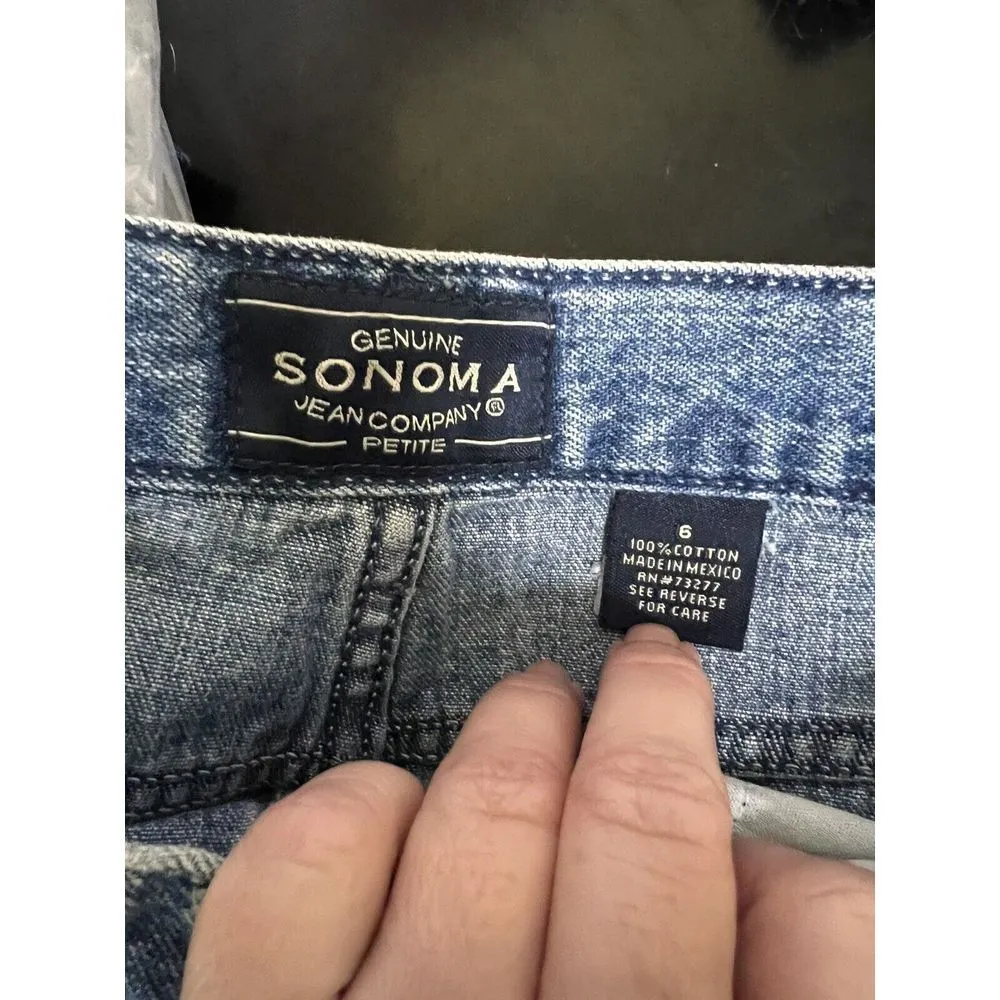 Sonoma‎ Women's Size 6 Blue Jeans Straight Crop Medium Wash Cotton Blend CLF-C - Image 6