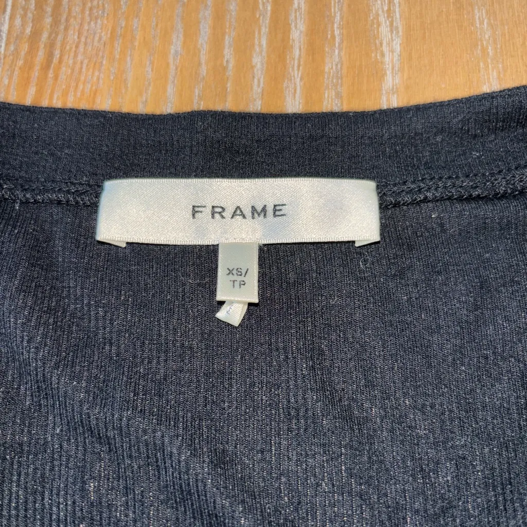 FRAME Puff Shoulder Ribbed Long Sleeve Top - Image 3