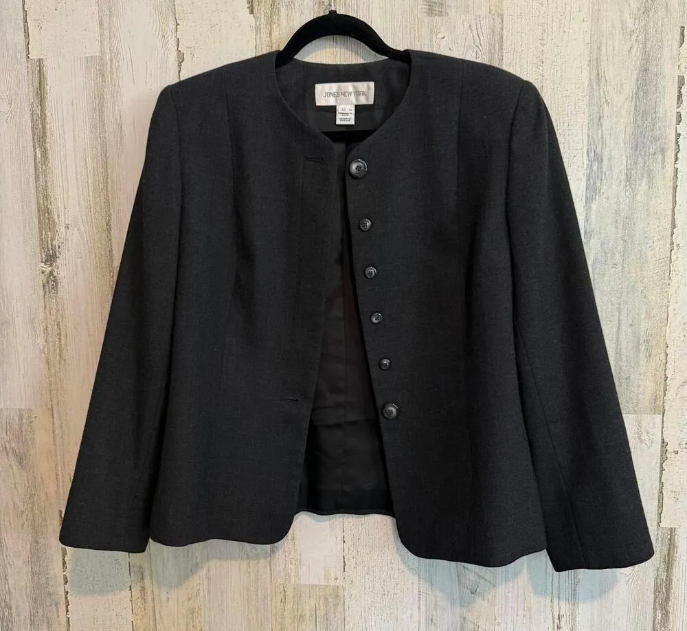 Jones New York Women's Blazer Classic Black Jacket Size 12 Business Casual - Image 3