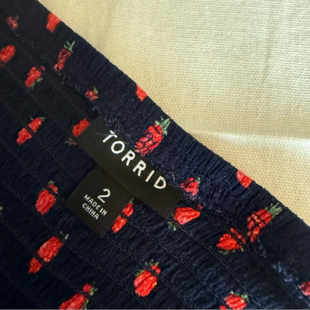 Torrid Navy Blue and Red strawberry Tank Top - Image 3