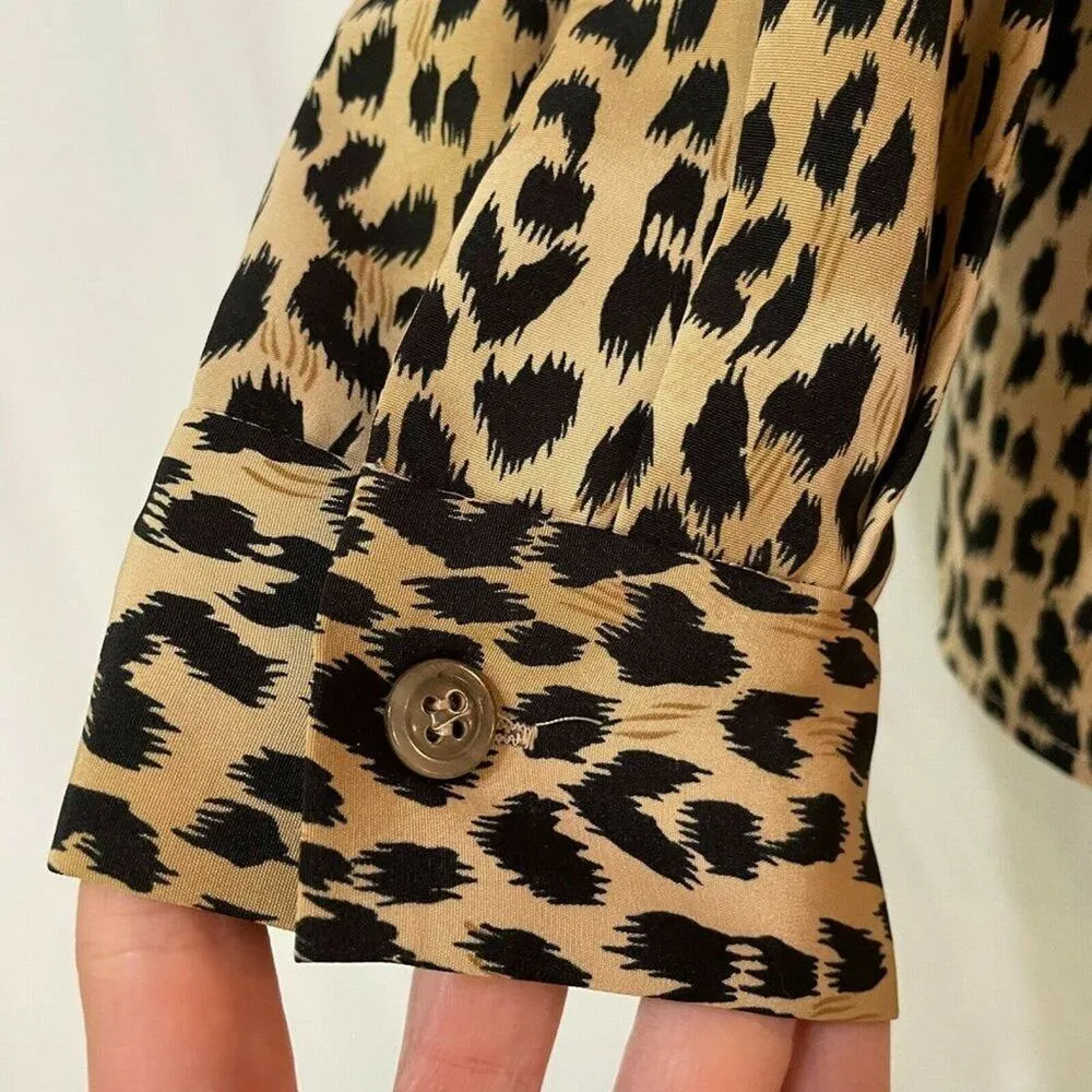 Norton McNaughton Vintage Brown Leopard Print Top Women 10P Classic Quiet Luxury - Image 5